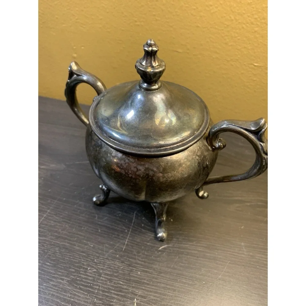 Vintage Sheridan Silver On Copper Sugar Bowl